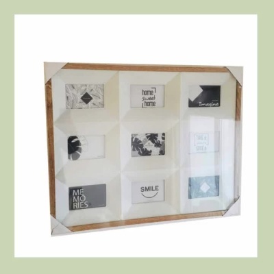 Porta‑Fotos 9 Espaços em Madeira (75×60 cm)