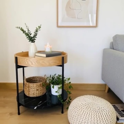 Mesa Auxiliar Torno | Metal&Madeira | 45x45x44CM