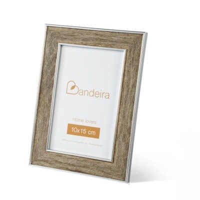 Moldura de foto castanha texturada para 10x15 cm com texto 'Bandeira' e 'Home lovers'