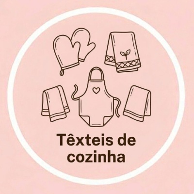 Desenhos de têxteis de cozinha com texto Têxteis de cozinha