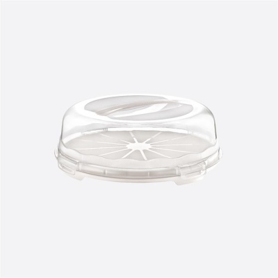 Tampa plástica transparente redonda com fecho