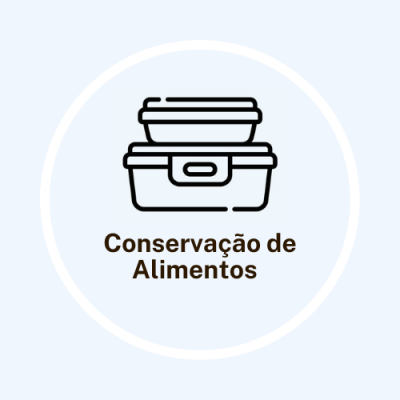 ícone de recipientes para conservação de alimentos com texto