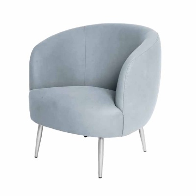 Poltrona cinzenta claro com pernas metálicas prateadas