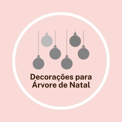 Ilustração de bolas de Natal cinzentas e texto sobre decorações para árvore de Natal