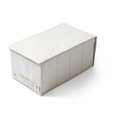 Caixa de arrumação branca em tecido com tampo e alça