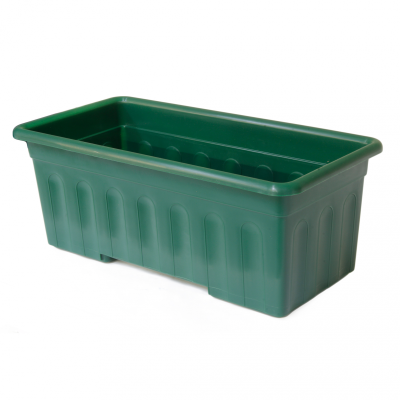 Vaso retangular verde de plástico para plantas