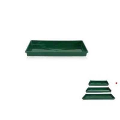 Bandeja retangular de plástico verde, quatro tamanhos diferentes