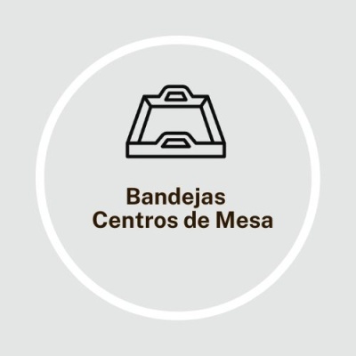 Ícone de bandeja com texto Bandejas Centros de Mesa