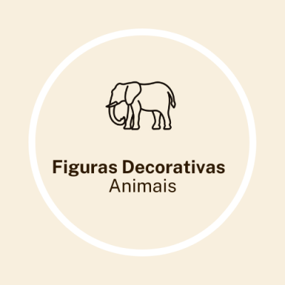 Ícone de elefante com texto Figuras Decorativas Animais