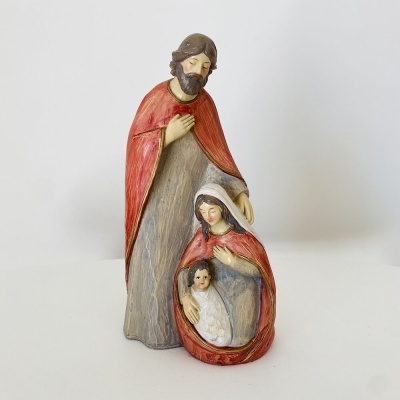 Figura decorativa da Sagrada Família em madeira pintada