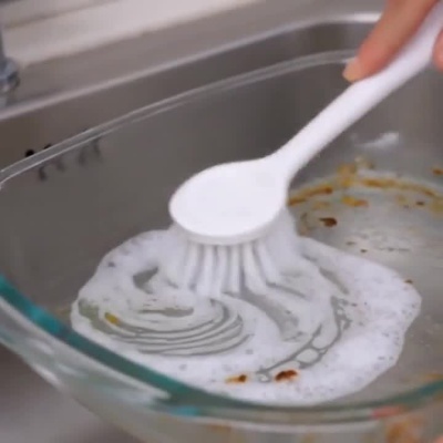 Escova da loiça branca com cabo ergonómico -  Branco e Cinza