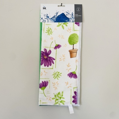 Toalha de cozinha estampada com flores e plantas em embalagem