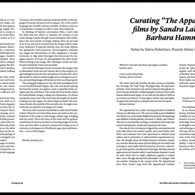 Living on air, the films and words of Sandra Lahire