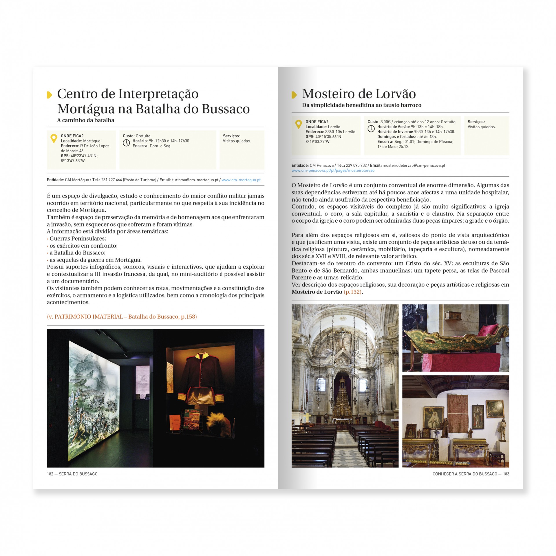 Serra do Bussaco - Mealhada, Mortágua e Penacova Páginas de revista ou livro com texto e fotografias sobre turismo cultural e património em Portugal.