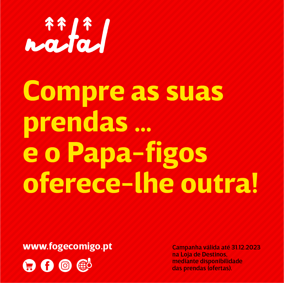 Promoção de Natal em fundo vermelho com texto amarelo e branco e informações da campanha.
