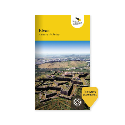 Livro Elvas A chave do Reino com fotografia aérea da cidade murada e capa amarela.