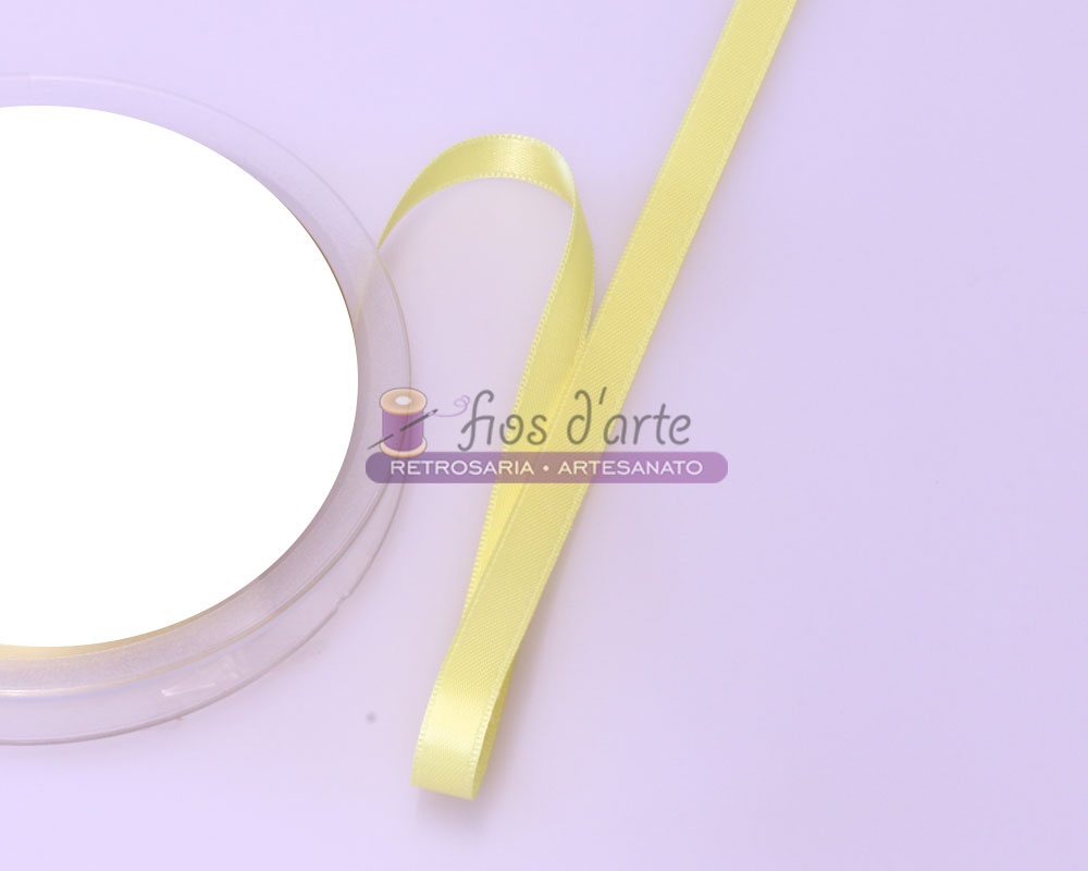 Fita cetim lisa dupla face (8mm) Rolo de fita decorativa amarela
