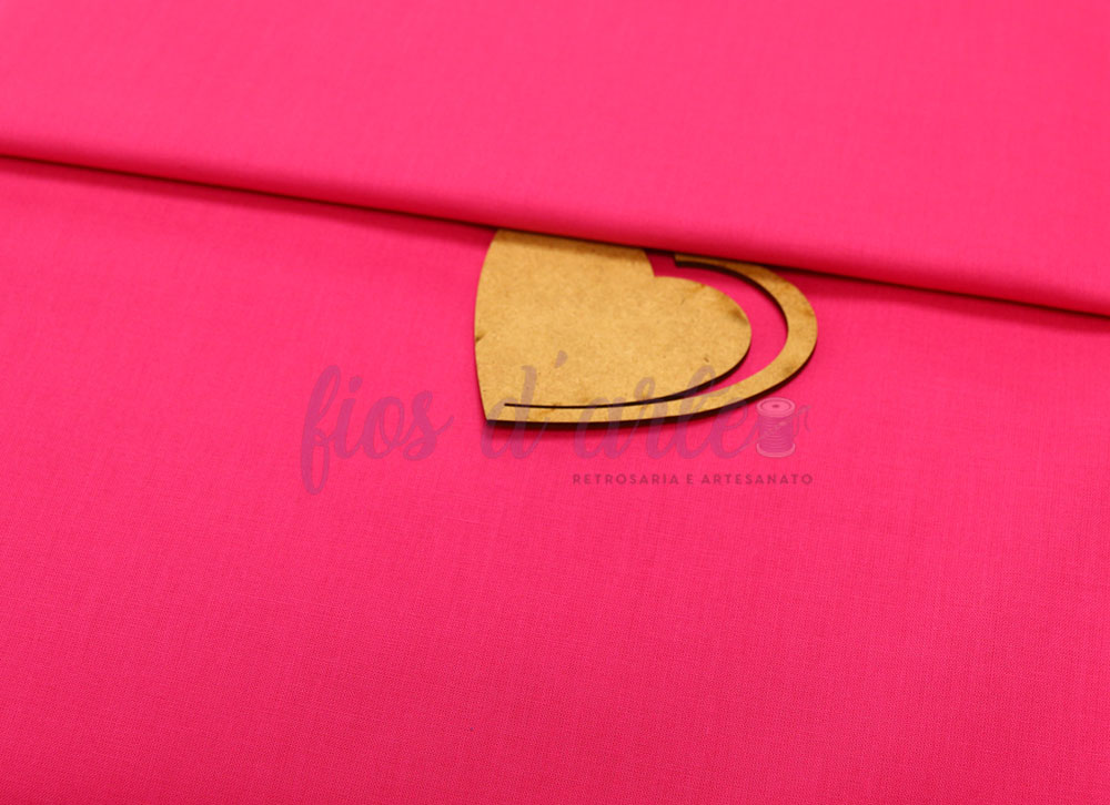 Tecido liso (100% algodão) - magenta tamanho tecido cor-de-rosa com coração de cartão castanho