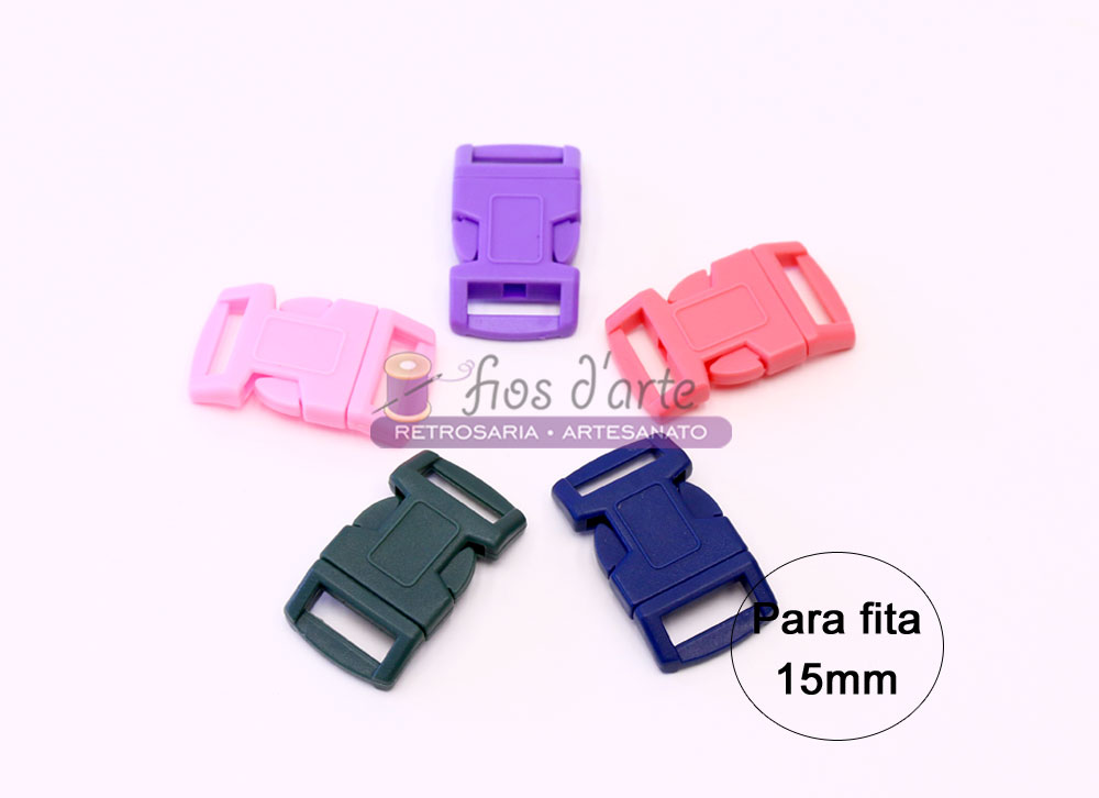 Fivelas de plástico coloridas para fita de 15mm