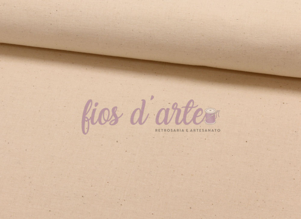 Tecido cru (3,20mts) tecido cru de algodão com textura lisa e pequenas manchas, com logo fios d'arte