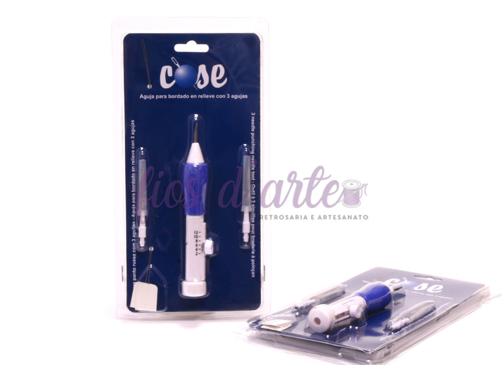 Agulha mágica | Fada do lar | Punch needle (Cose) Conjunto de agulha para bordado em embalagem azul escuro