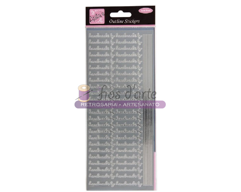 Etiqueta adesiva Handmade (Docrafts) Pacote de autocolantes prata com texto 'Easter wishes' e riscas finas.