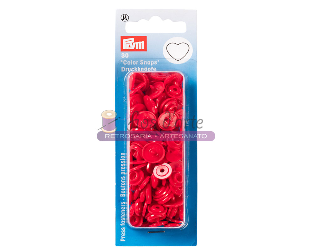 Embalagem de botões de pressão vermelhos Prym com 30 unidades