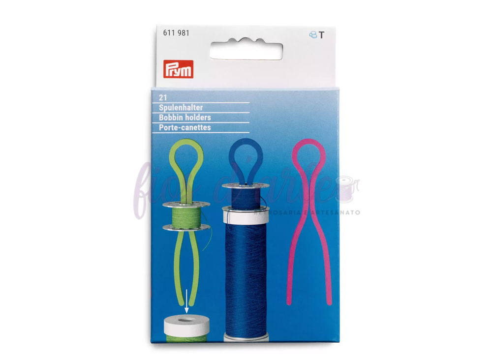 Embalagem de suportes para carretéis Prym coloridos com linhas de costura