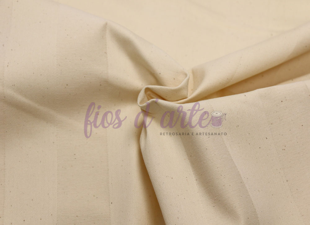 Tecido cru listrado (1,60mt) tecido cru de algodão com textura irregular e pequenas manchas naturais