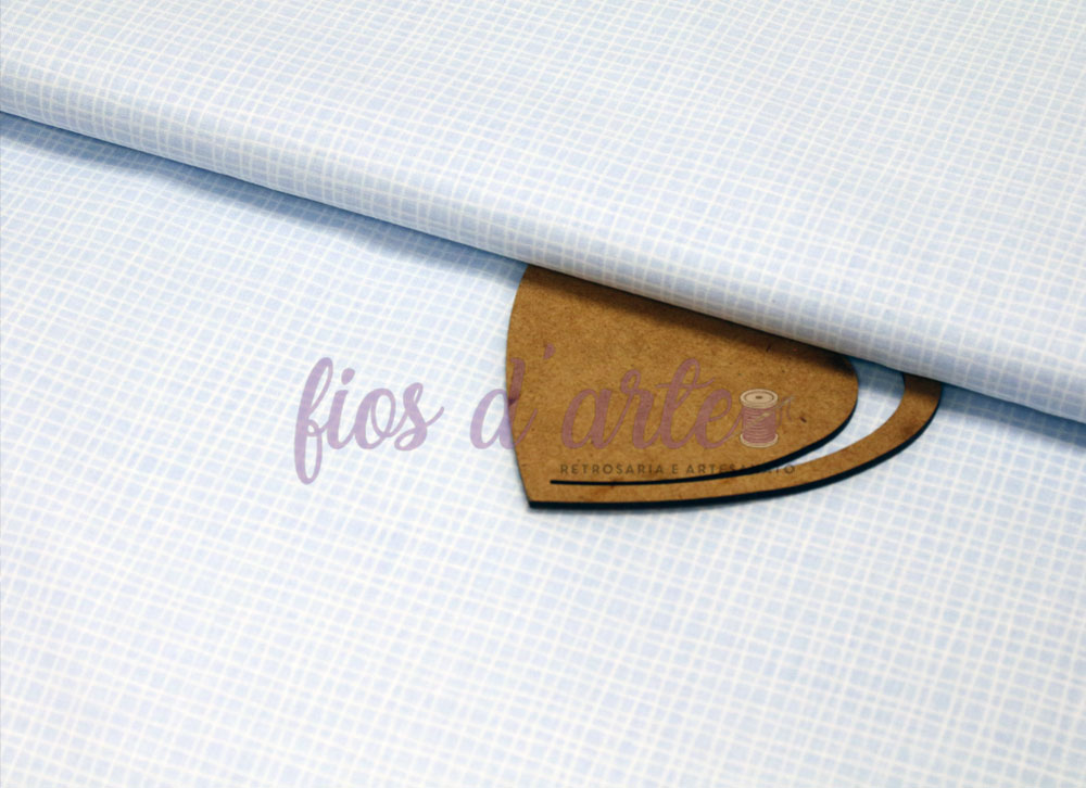 Tecido Risquinhas - azul Tecido azul claro com padrão de microxadrez e capa de cartão marrom