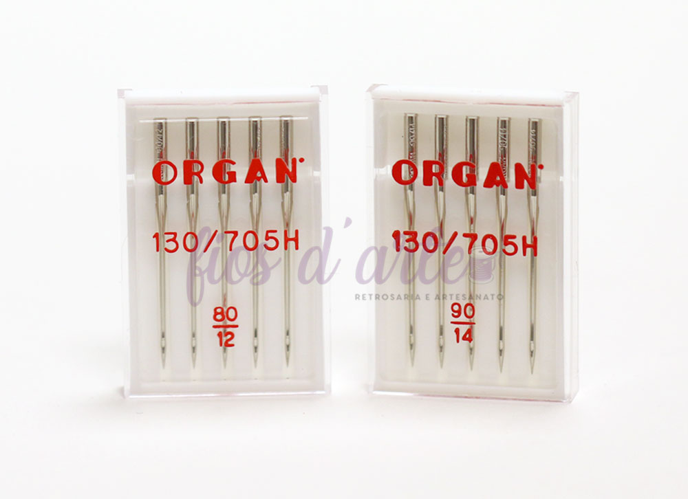 Agulhas para máquina costura (ORGAN®) - Universais Duas caixas transparentes com agulhas de máquina de costura ORGAN 130/705H