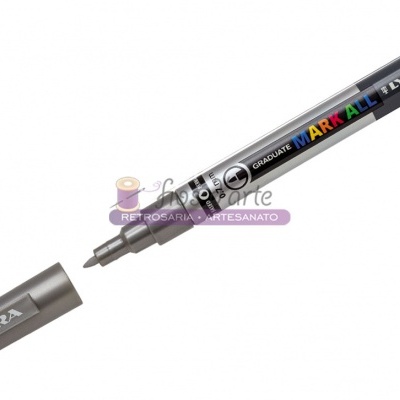 Caneta marcador preto LYRA MARK ALL com tampa cinzenta