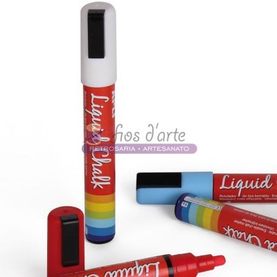 Marcadores de giz líquido Liquid Chalk coloridos com tampa branca ou azul