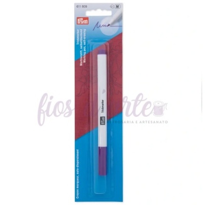 Marcador para tecidos PRYM branco e roxo em embalagem azul e branca