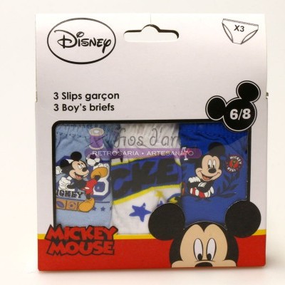Embalagem de slips Mickey Mouse para rapazes tamanho 6/8 anos