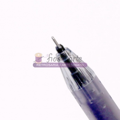 Caneta técnica com corpo roxo e ponta metálica
