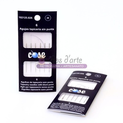 Pacote preto com seis agulhas de tapeçaria sem ponta