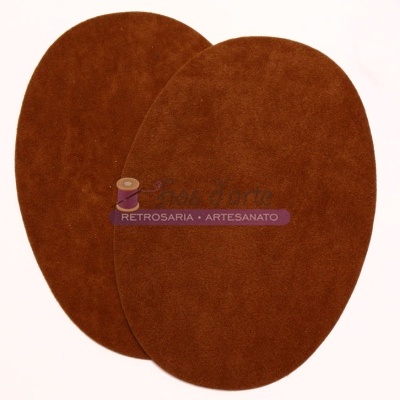 Duas almofadas ovais em tecido camurça castanho avermelhado