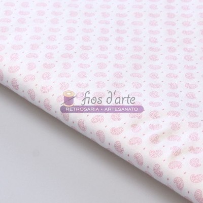 Tecido branco com padrão rosa e marca d'água Fios d'arte