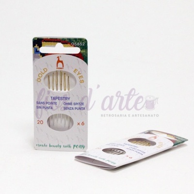 Pacote de agulhas Gold Eyes da Pony para tapeçaria em fundo branco