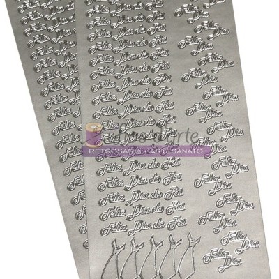 Folhas de autocolantes prateados com frases para o Dia do Pai