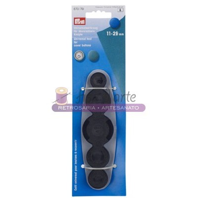 Conjunto de botões de pressão pretos em embalagem azul e branca PRYM