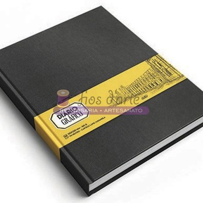 Caderno preto com faixa amarela e texto DIARIOS GRAFICOS