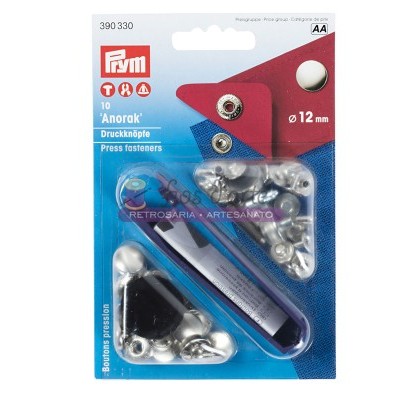 Pacote de molas de pressão Prym para anorak com ferramenta de colocação