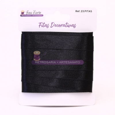 Fita decorativa preta em cartão branco Fios d'arte