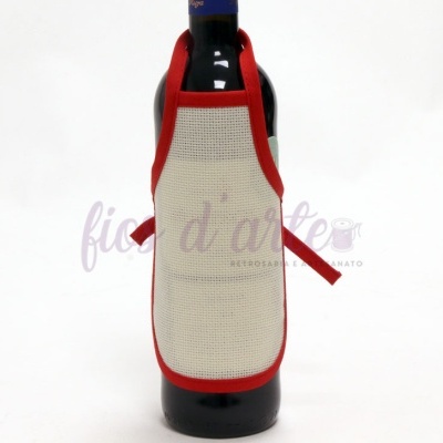 Garrafa com aventalinho branco e vermelho