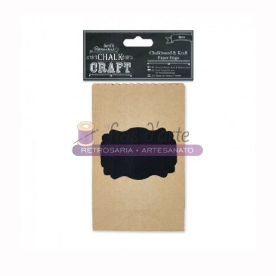Saco de papel Kraft castanho com etiqueta preta para giz