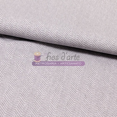 Tecido cinzento com padrão espinha de peixe e etiqueta Fios d'arte