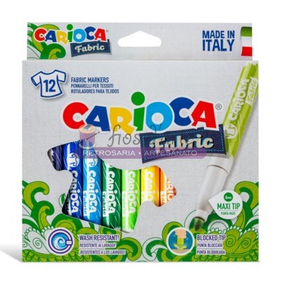 Caixa de marcadores de tecido coloridos Carioca Fabric