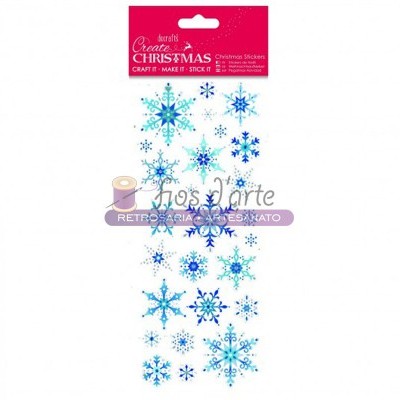 Pacote de autocolantes de flocos de neve azuis para Natal